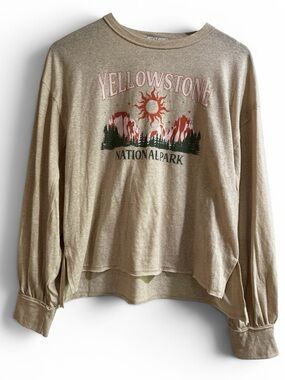 Yellowstone National Park Graphic Long Sleeve Top Small Boho